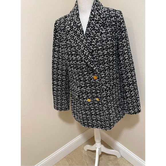 Anthropologie x Maeve Double-Breasted Tweed Jacket Size L - Picture 6 of 11